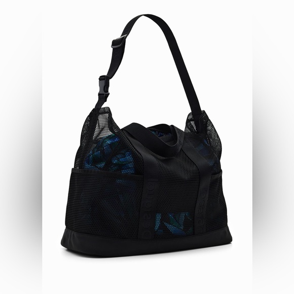 BNWOT Desigual Multicolour Swirl Mesh Tote Beach Travel Bag - Picture 5 of 14